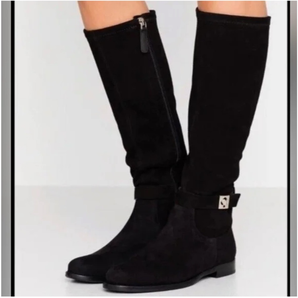 KATE SPADE New York Verona Suede Black Knee High Boots With Spade Charm Size 8 - Picture 11 of 11